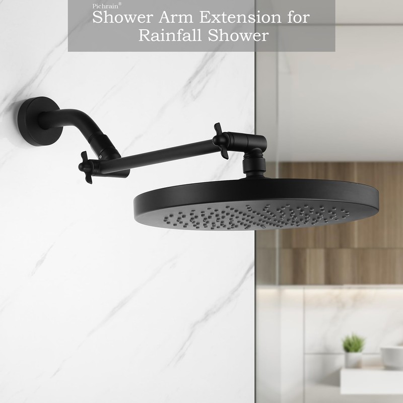 Shower Extension Arm for Rain Showerheads, Angle & Height Adjustable,