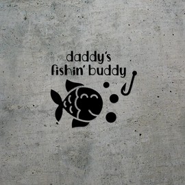 Daddy S Fishing Buddy (Black) (Set of 2) Premium Waterproof Vinyl Decal Stickers for Laptop Phone Accessory Helmet CAR Window Mug Tuber Cup Door Wall Decoration - ANGsticc73906BL