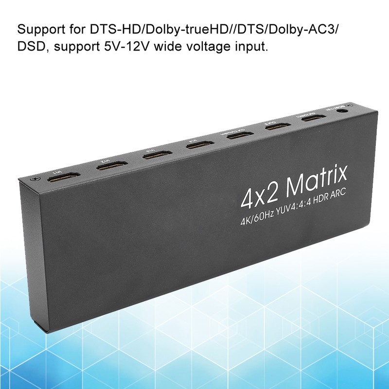 4x2 4K 60Hz HDMI 2.0 Matrix Switcher Splitter Adapter YUV4:4:4