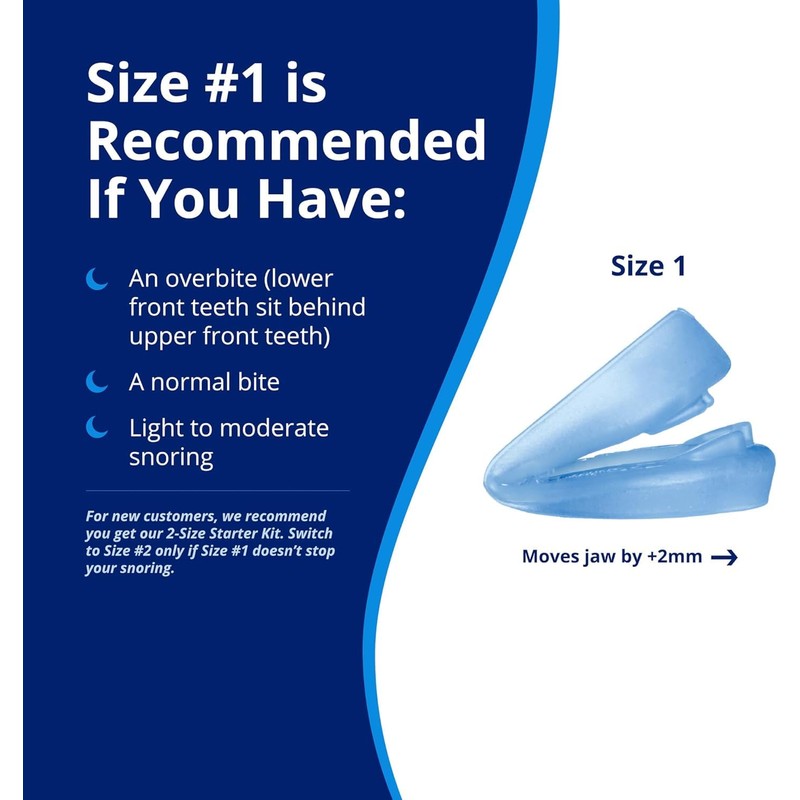 いびき防止マウスピース、コンフォートサイズ#1、シングルリフィル、ブルー、米国製、BPAフリー、医療グレード素材 (Blue)