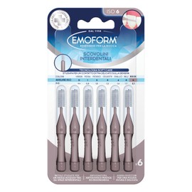 Scovolino Interdentale Emoform Beige 6 Pz. con Tecnologia SoftCare per un Contatto Extra Delicato sulle Gengive grazie alle Setole Morbide - Impugnatura Antiscivolo con Cappuccio per l'igiene Orale