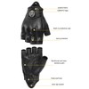 mjmoto Motorcycle Gloves Goat Leather Fingerless Vintage Perforated Black (Black,