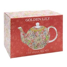 The Leonardo Collection LP94945 Ceramic Tea Pot | Golden Lily design | 1 Pc, Multicolor