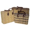 Seagrass Shopping Basket, Braided Bag with Leather Handle, Large with