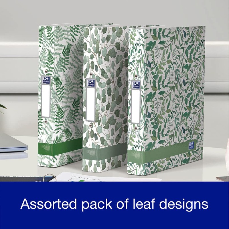 Oxford, A4 Ring Binder, Leaves, Pack of 3 Folders