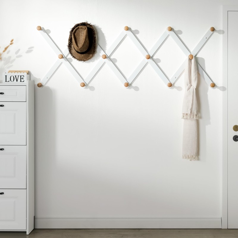 SKOLOO Wooden Wall Hat Rack, Large Accordion Wall Hanger, Modern,