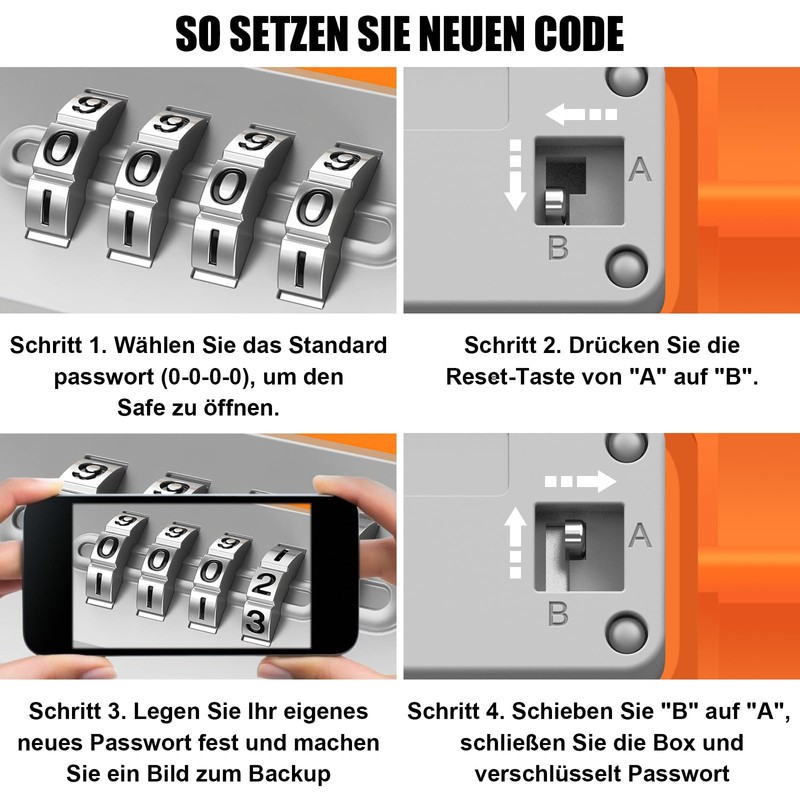 Lock Safe Waterproof, 4 Digit Combination Code, Portable Security Box