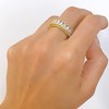 Baguette Cubic Zirconia Cuff Ring, 14K Gold Plated, Adjustable Size,