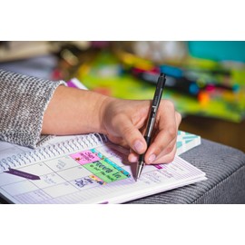 Zebra Pen Zebra Pen F-301 Retractable Ballpoint Pen, Stainless Steel Barrel, Fine Point, Black Ink, Plus Yellow Mildliner Highlighter, Chisel Tip, 6-Pack: ?27192