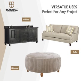 TCHOSUZ 6 inch / 14cm Wooden Furniture Legs, Pack of 4 Black Solid Wood Turned DIY Replacement Bun Feet with M8 Hanger Bolts & T-Nuts or Sofa Couch Cabinet Recliner Ottoman Riser