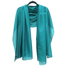 GFM® 100% Silk Scarf Shawl - for Evening Wedding Bridesmaids (Teal Blue) (FS-SLK100-Q-TNL)