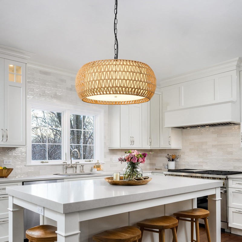 ALAISLYC 19 Inch Boho Chandeliers for Dining Room 5-Lights Farmhouse
