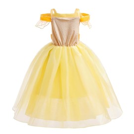 Lito Angels Princess Belle Costume Fancy Dress Up Birthday Party Outfit for Girls Kids Age 4-5 Years Yellow