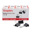Staples Medium Binder Clips, 0.63" Capacity, Black, 144 Clips/Pack (ST32003)