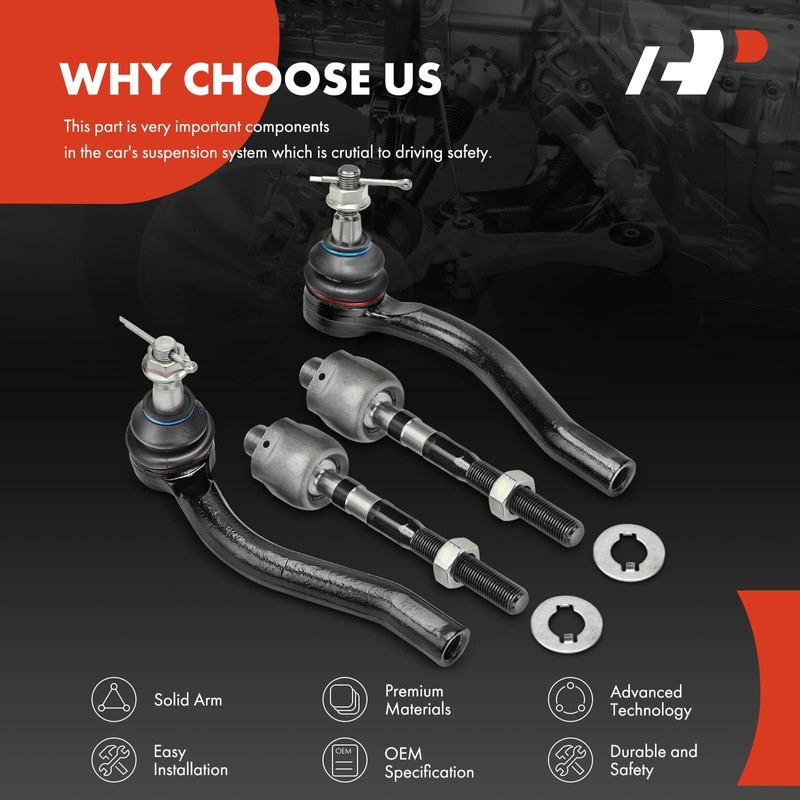 A-Premium Set of 4, Front Inner Outer Tie Rod End