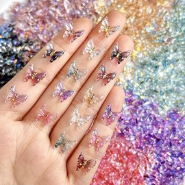40Pcs Butterfly Nail Charms for Nails Art 3D Butterfly Nail Rhinestones Spring Summer Nail Designs Charms and Gems DIY Manicure Decoration Supplies Cute Flowers for Women and Girls Nails Salon