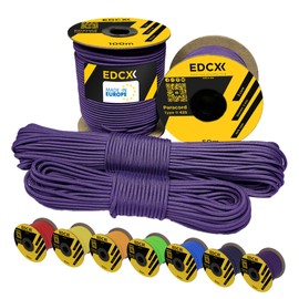 EdcX 3 mm Nylon Paracord 425 (15, 30, 50 and 100m) – 3 mm Type II, 100% Nylon Rope, 3 Strand Rope, 3 mm Nylon Rope in Many Colors (Purple, 100 m)