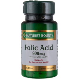 Nature's Bounty Folic Acid, 800 mcg Tablets, 250 ct