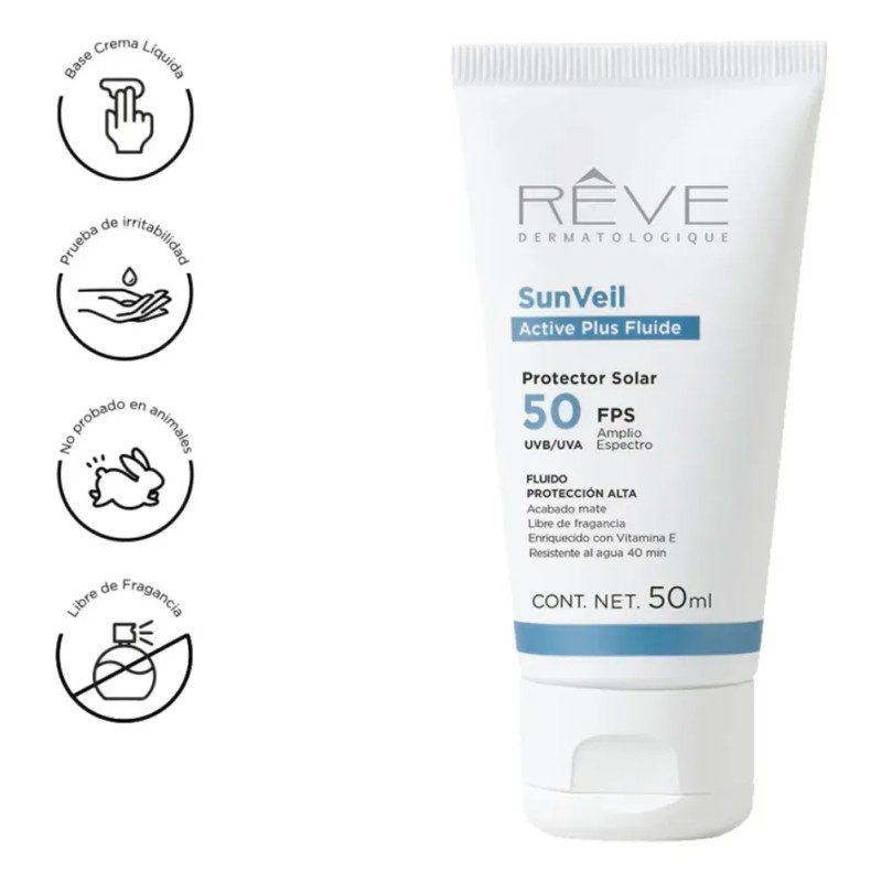 Reve Protector Solar Sunveil Fluido 50fps 50ml Active Plus