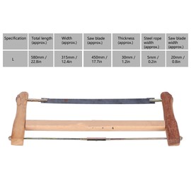 Frame Saw, Teakwood Handsaws, Blade Replacement Carpenter Hand Bow Wood Cutting Tool, Portable Frame Saw for Cutting Wood(580mm) Cut Percussion Tool, Hack Saw Blade