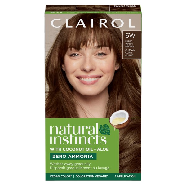 Clairol Natural Instincts Demi-Permanent Hair Dye, 6W Light Warm Brown Hair Color, Pack of 1