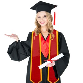 yesJRL Graduation Stole Class of 2025 Graduation Sash Gifts Unisex Grad Honor Stole for Graduate College(Red + Gold Trim)