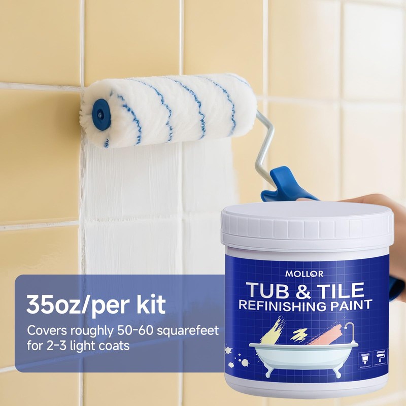Mollor Tub and Tile Refinishing Kit with Tools, 35oz White