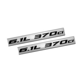 ERPART 6.1L 370ci Black on Silver Highly Polished Real Aluminum Emblems (Pack of 2)