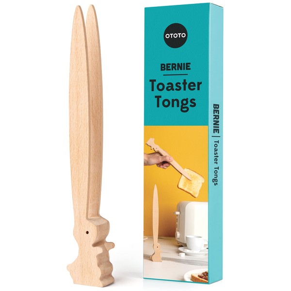 OTOTO Bernie Bunny Toaster Tongs - Rabbit Toast Tongs, Wooden