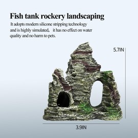 boxtech Aquarium Mountain Ornament, Fish Tank Decoration Accessories for Betta,Turtle,Goldfish,Shrimp,Guppy (Mountain Ornament *1)