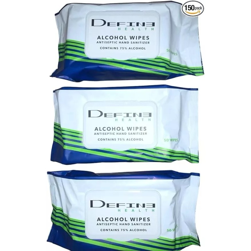Define Health Hand Sanitizing Wipes 75% Alcohol 150 Wipes (3