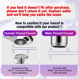 Kitchen & Bathroom Water Filter for Sink Faucet with 2pcs Replacement Filters - 720° Rotating Sink Faucet Aerator for Skin Care - Hydrate & Brighten Skin with 15/16’’ Male Thread