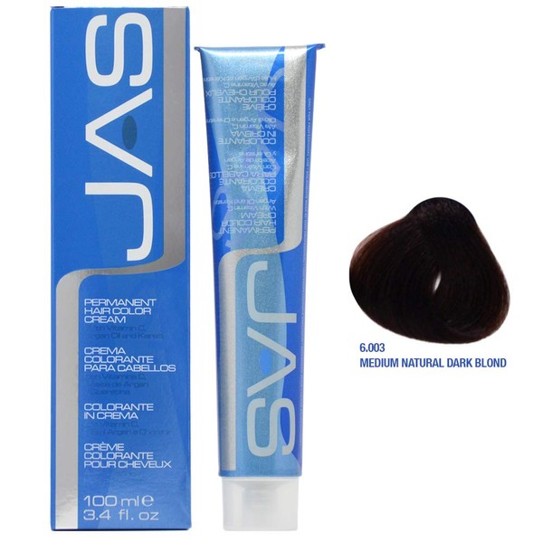 JAS Permanent Hair Color Cream with Vitamin C 3.4 Oz (Jas Color- Light Auburn Brown (5.6))
