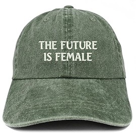 Trendy Apparel Shop The Future is Female Embroidered Soft Washed Cotton Adjustable Cap - Dark Green