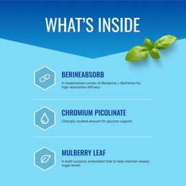 Approved Science Glucoprin - 250 mg Berberine, Mulberry, Cinnamon, BioPerine, Non GMO- Made in The US - 60 Vegan Capsules - Pack of 6