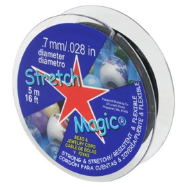 Stretch Magic Elastic Beading Cord – Black Color, 0.7mm in Diameter, 5-Meter (16 ft) - Easy to Knot, Strong & Stretchy String for Making Beaded Jewelry