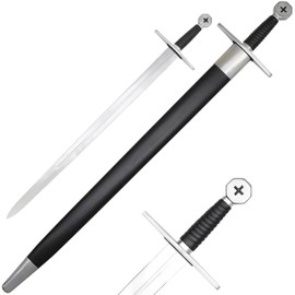 Medieval Knights Templar Long Sword with Scabbard, 41.25 inches, Steel Guard, Hardwood Wrapped