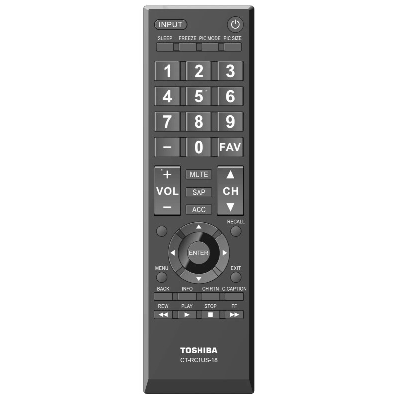TOSHIBA CT-RC1US-18 Remote Control for All Toshiba TVs