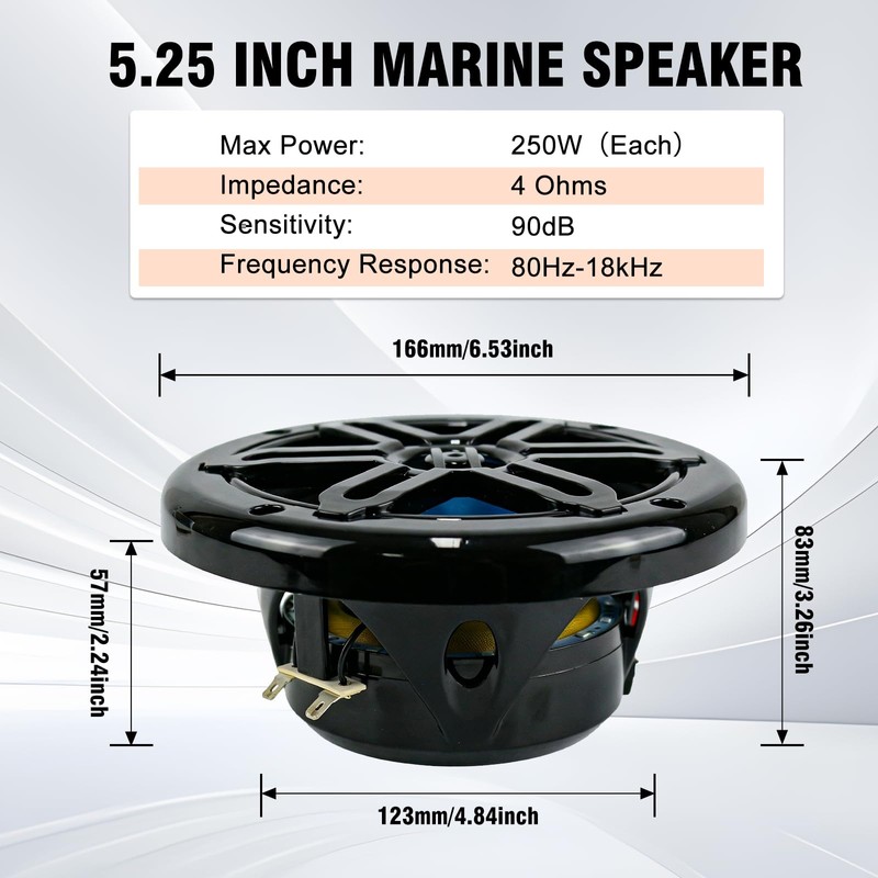 STUDIOFINIX 5.25 Inch 500W Marine Speakers with LED Lights -2
