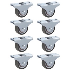 LIKERAINY Small Low-Noise Wheels TPR Rubber Wheels Furniture Castors Diameter 50 x 18 mm without Brake with Mounting Plate for Furniture and Cabinet Swivel Castor Load Capacity 100 kg Pack of 8