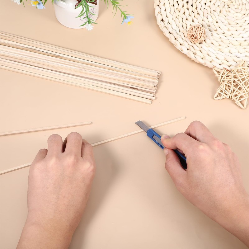 150 Pcs Natural Balsa Wood Sticks, Square Wooden Dowels 3