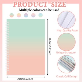 Zhanmai 10 Pcs Aesthetic Spiral Notebooks and Pens Pastel Retractable Gel Ink Pens 5 Pcs Gradient Color Pens 5 Pcs A5 College Ruled Spiral Journals for Aesthetic Cute School Office Supplies