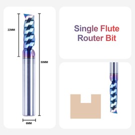 SpeTool Aluminium Milling Cutter 6 mm Shaft Single Cutter End Mill Wood Cutter Aluminium 22 mm Cutting Length Solid Carbide Milling Cutter with TAC Coating CNC Milling Cutter Wood Milling Cutter for