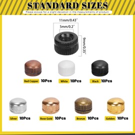 Mardatt 70Pcs 7 Colors M5 Light Screw Cap Kit, Carbon Steel Acorn Nut Screw Cap Insert Bolt Cover Ceiling Lamp Knob Nuts Female Thread Knurled Cap Nut for Light Fixture, M5x9x11