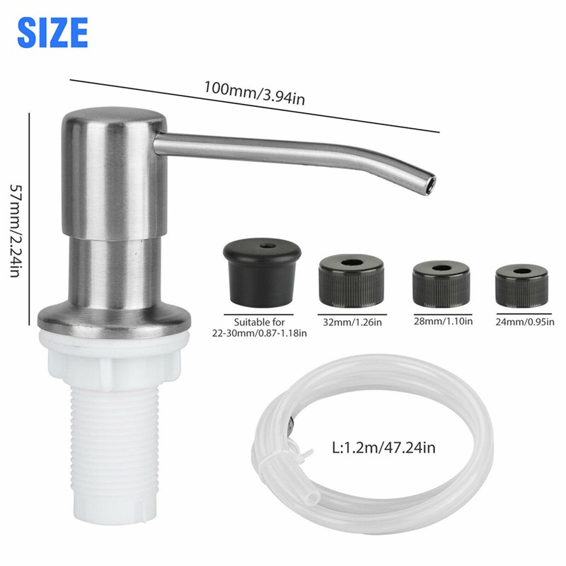 Sink Soap Dispenser Kit with Silicone Tube Stainless Steel Electroplating