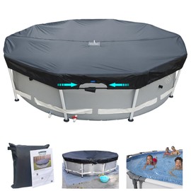 SIHAIAN 30 Ft Pool Cover, Quick Installation and Removal Above Ground Pool Cover, One-Piece Round Pool Cover, Waterproof, Preventing Waterlogging, UV and Weather Resistant Solar Swimming Pool Cover