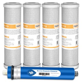 75 GPD GE FX12M FX12P Replacement Water Filters Fit GXRM10RBL GXRM10G RO Systems, Membrane Solutions 10" x 2.5" Carbon Filters and 75 GPD Membrane