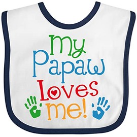 inktastic My Papaw Loves Me Baby Bib White and Navy 2fbf7
