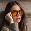 CZDLDNXS Retro Square Aviator Sunglasses for Women Men Trendy Orange