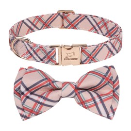 EXPAWLORER Plaid Dog Collar - Cute Dog Collar with Bow, Dog Collar with Durable Metal Quick Release Buckle, Adjustable Puppy Collar for Small Medium Large Dogs Girls Boys, Plaid Medium